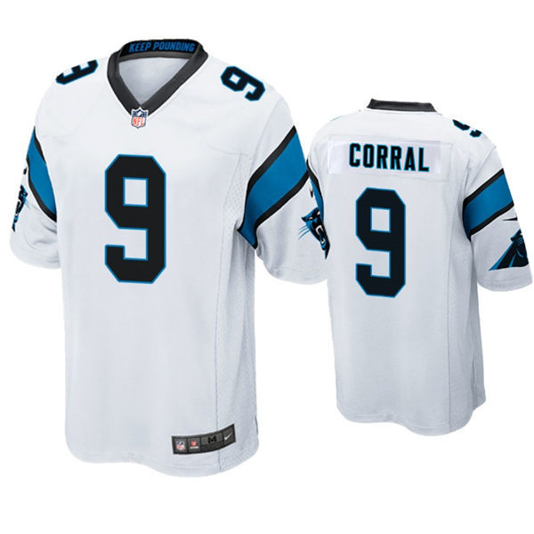 Mens Carolina Panthers #9 Matt Corral Nike White Away Vapor Limited Jersey
