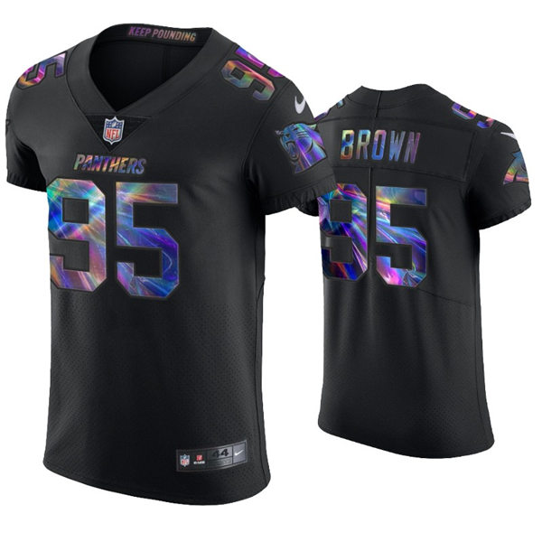 Mens Carolina Panthers #95 Derrick Brown Nike Black Holographic Edition Jersey