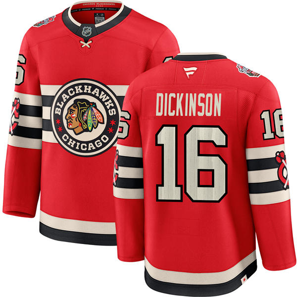 Mens Chicago Blackhawks #16 Jason Dickinson Fanatics Red 2025 NHL Winter Classic Premium Jersey 