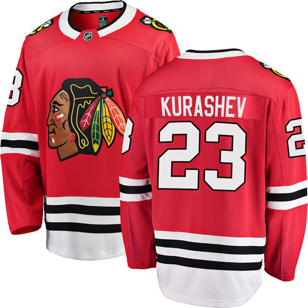 Mens Chicago Blackhawks #23 Philipp Kurashev Fanatics Home Red Jersey 
