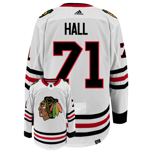 Mens Chicago Blackhawks #71 Taylor Hall Adidas Away White Jersey 