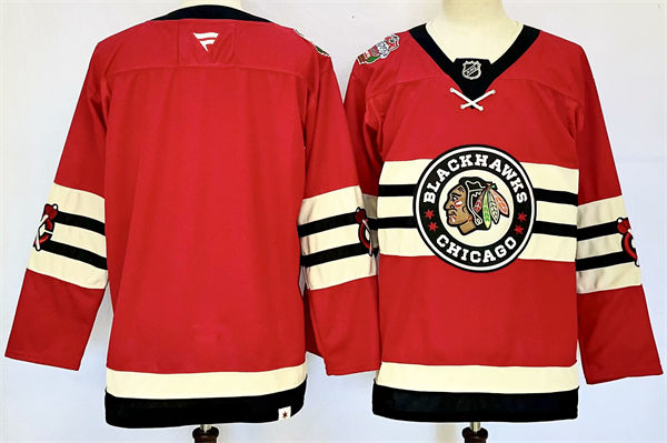 Mens Chicago Blackhawks Blank Fanatics Red 2025 NHL Winter Classic Premium Jersey 
