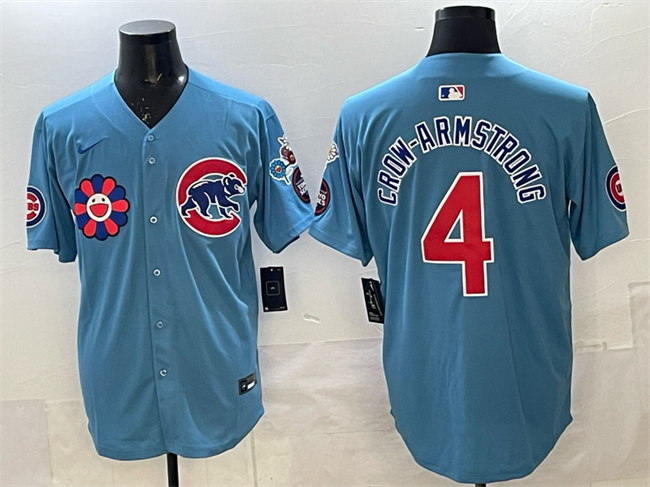 Mens Chicago Cubs #4 Pete Crow-Armstrong Blue 2025 Tokyo Series 2nd Alternate Limited Stitched Baseball Jersey