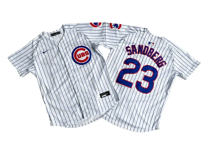 Mens Chicago Cubs Retired Player #23 Ryne Sandberg Nike White Pinstripe Home Limited Jersey 