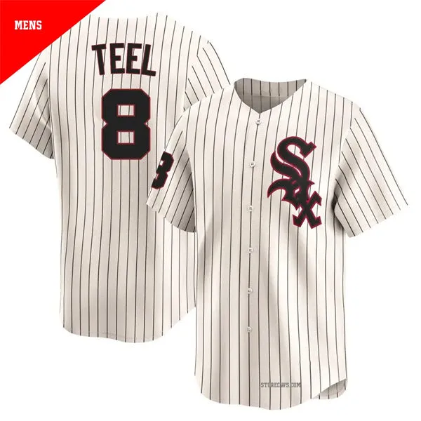 Mens Chicago White Sox #8 Kyle Teel Nike Cream Throwback Cooperstown Limited Jersey 