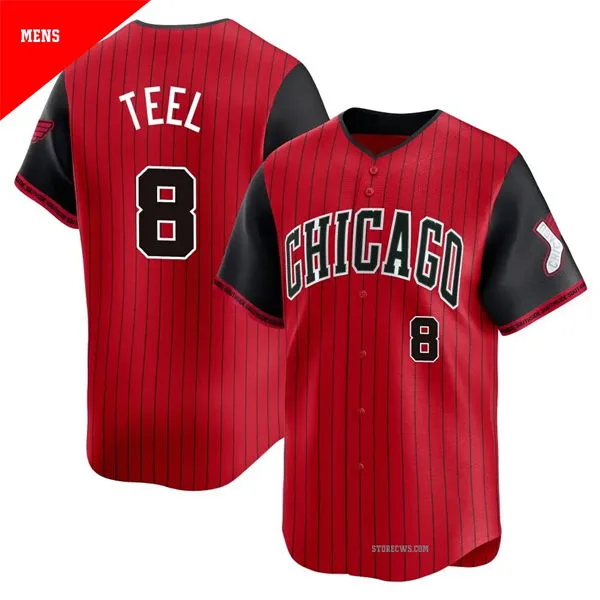 Mens Chicago White Sox #8 Kyle Teel Red Black 2025 City Connect 2.0 Limited Jersey 