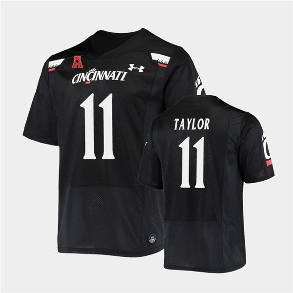 Mens Cincinnati Bearcats #11 Leonard Taylor Under Armour Black College Football Game Jersey