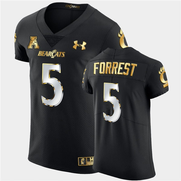 Mens Cincinnati Bearcats #5 Darrick Forrest Under Armour Black Golden Edition Football Jersey
