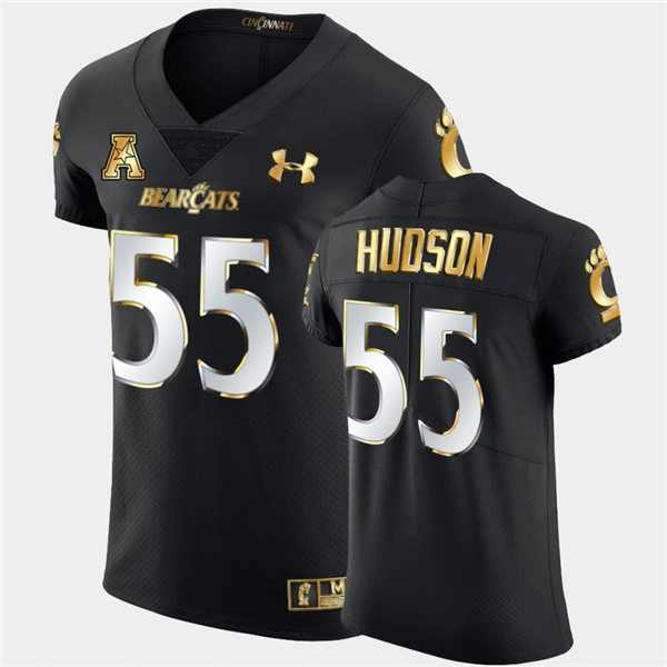 Mens Cincinnati Bearcats #55 James Hudson Under Armour Black Golden Edition Football Jersey