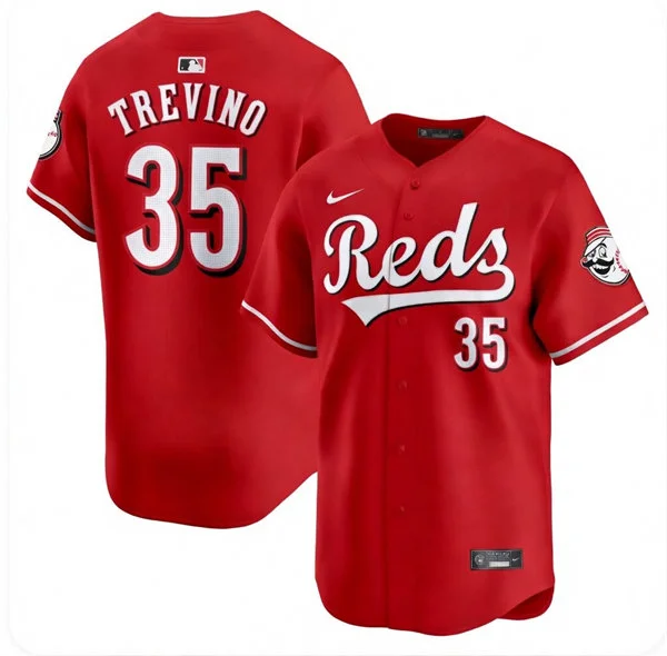 Mens Cincinnati Reds #35 Jose Trevino Scarlet Alternate Reds Limited Jersey 