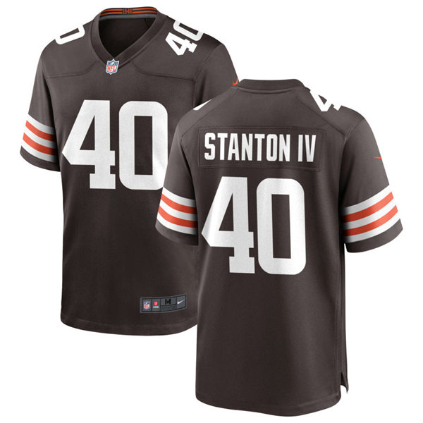 Mens Cleveland Browns #40 Johnny Stanton Nike Brown Home Vapor Limited Jersey