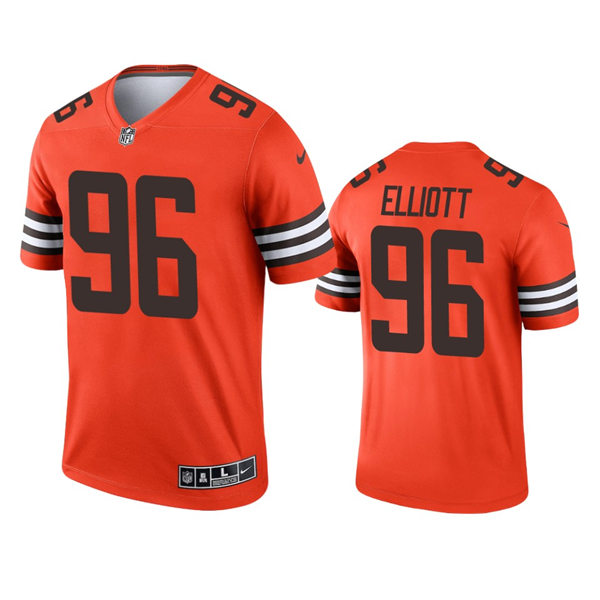 Mens Cleveland Browns #96 Jordan Elliott Orange 2021 Inverted Legend Jersey
