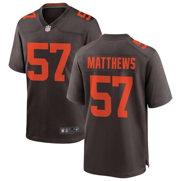 Mens Cleveland Browns Retired Player #57 Clay Matthews Nike Brown Alternate Player Vapor