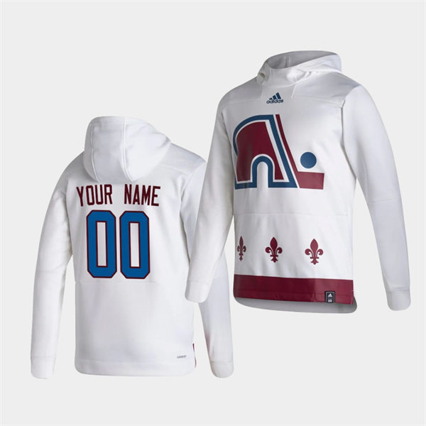Mens Colorado Avalanche Custom 2021 Reverse Retro White Authentic Pullover Special Edition Hoodie Stitched