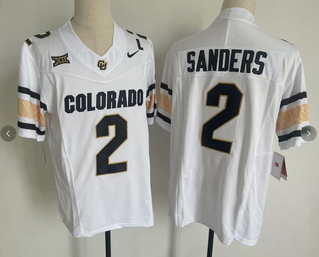 Mens Colorado Buffaloes #2 Shedeur Sanders 2024 XII F.U.S.E. Limited White College Football Game Jerseys