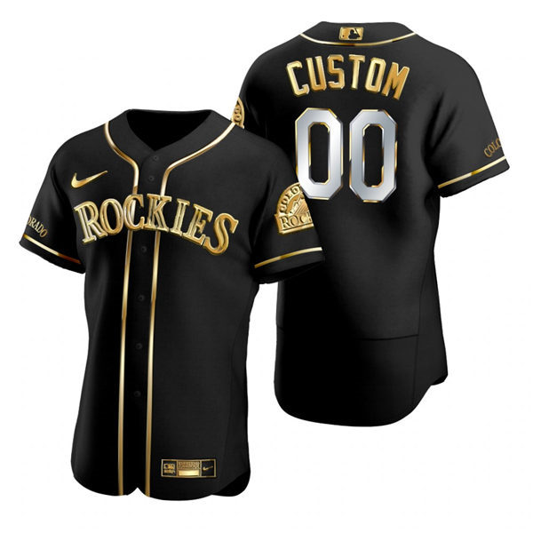 Mens Colorado Rockies Custom Nike Black Golden Edition Jersey