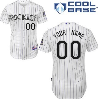 Mens Colorado Rockies Customized White Pinstripe Jersey