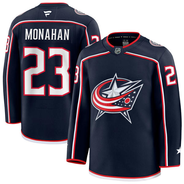 Mens Columbus Blue Jackets #23 Sean Monahan Fanatics Navy Home Premium Player Jersey 