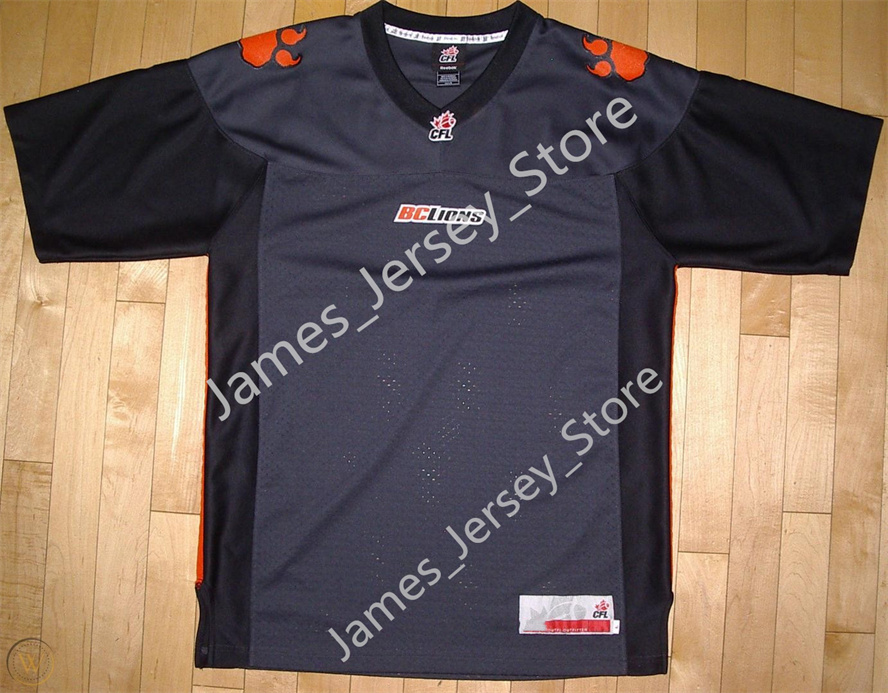Mens Custom CFL BC Lions Home Metal Grey Football Jersey