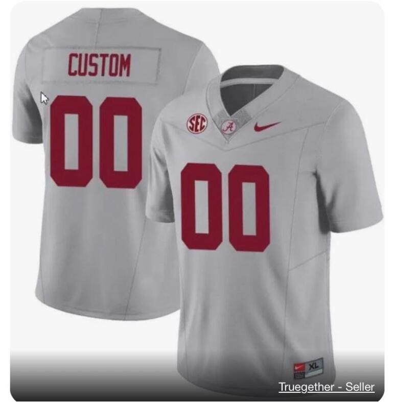 Mens Customized Alabama Crimson Tide Grey Personalized College Football Jerseys