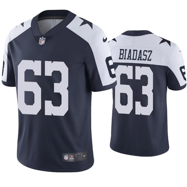 Mens Dallas Cowboys #63 Tyler Biadasz Nike Navy Alternate Vapor Limited Jersey