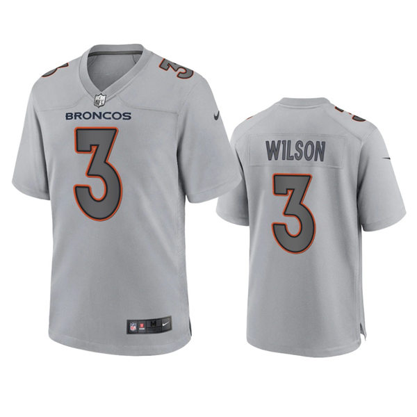 Mens Denver Broncos #3 Russell Wilson Gray Atmosphere Fashion Game Jersey