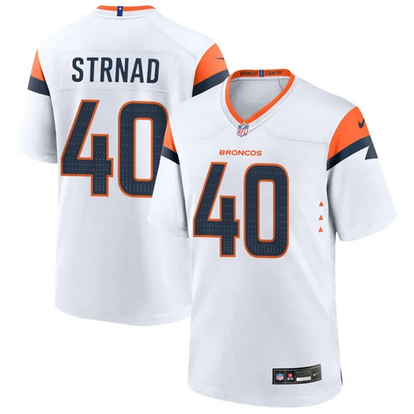 Mens Denver Broncos #40 Justin Strnad Nike White Vapor F.U.S.E. Limited Jersey 