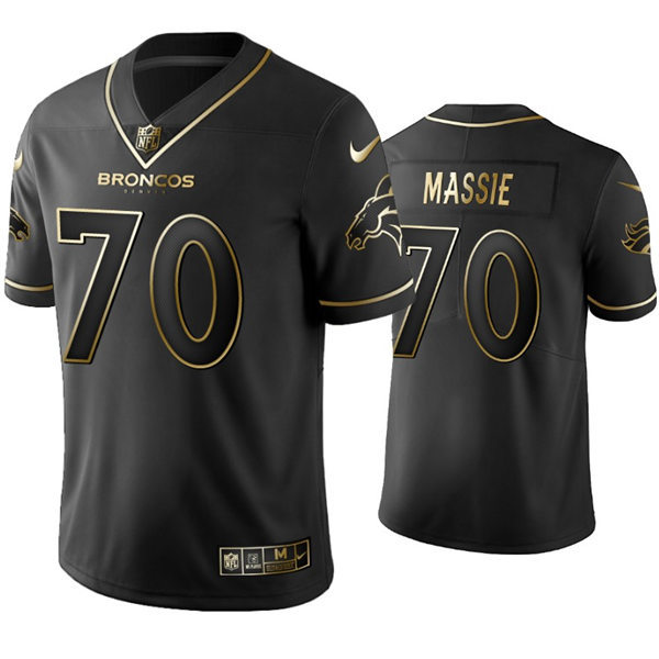 Mens Denver Broncos #70 Bobby Massie Nike Black Golden Edition Vapor Limited Jersey
