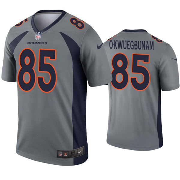 Mens Denver Broncos #85 Albert Okwuegbunam Nike Gray Inverted Legend Player Jersey