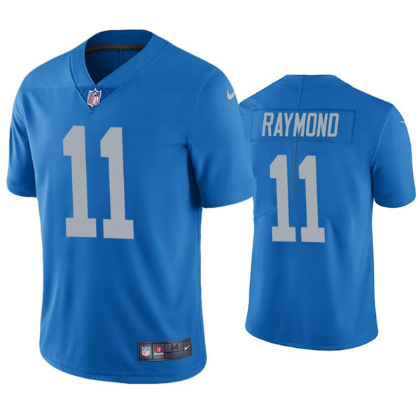 Mens Detroit Lions #11 Kalif Raymond Nike Blue 2017 Throwback Limited Player Jersey