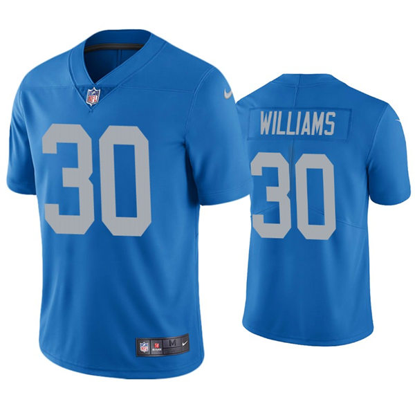 Mens Detroit Lions #30 Jamaal Williams Nike Blue 2017 Throwback Limited Player Jersey