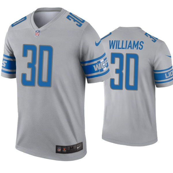 Mens Detroit Lions #30 Jamaal Williams Nike Gray Inverted Legend Jersey