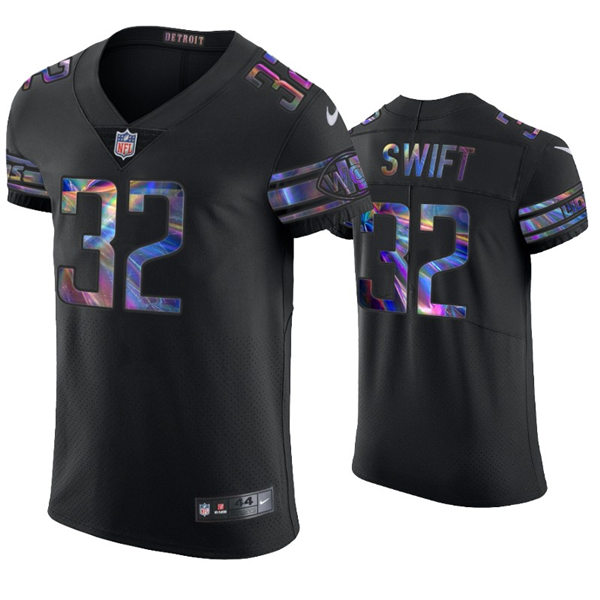Mens Detroit Lions #32 D'Andre Swift Nike Black Holographic Edition Jersey