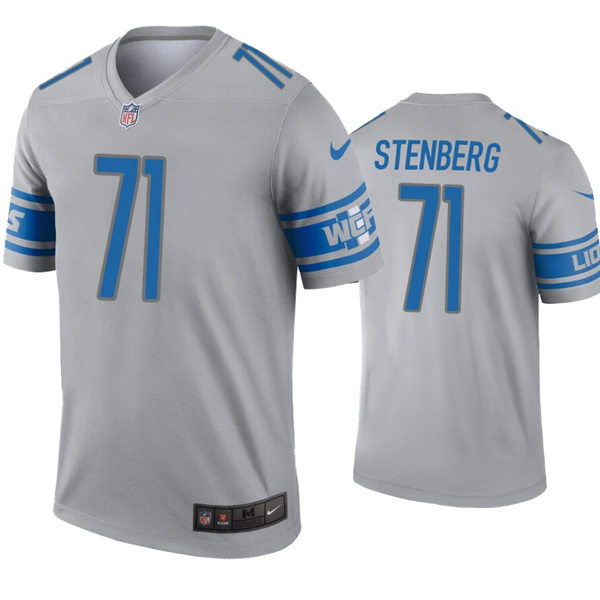 Mens Detroit Lions #71 Logan Stenberg Nike Gray Inverted Legend Jersey
