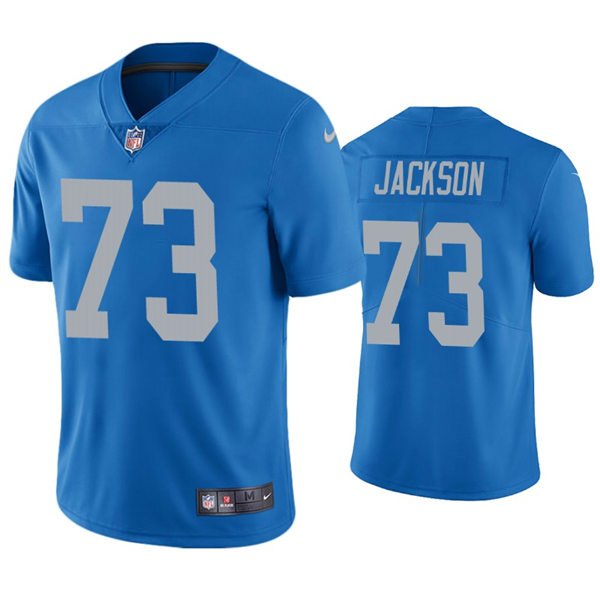 Mens Detroit Lions #73 Jonah Jackson Nike Blue 2017 Throwback Limited Player Jersey