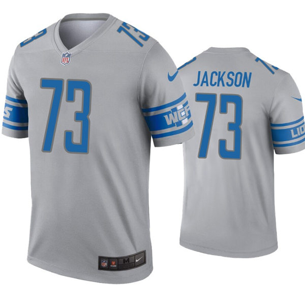Mens Detroit Lions #73 Jonah Jackson Nike Gray Inverted Legend Jersey