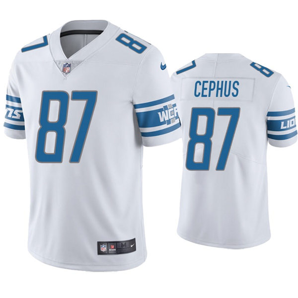 Mens Detroit Lions #87 Quintez Cephus Nike White Vapor Untouchable Limited Jersey