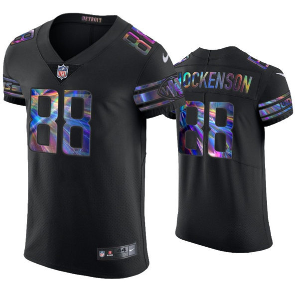 Mens Detroit Lions #88 T.J. Hockenson Nike Black Holographic Edition Jersey