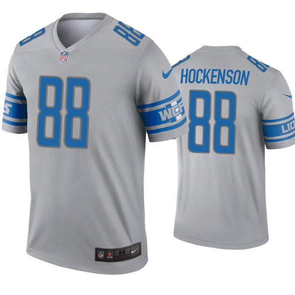 Mens Detroit Lions #88 T.J. Hockenson Nike Gray Inverted Legend Jersey