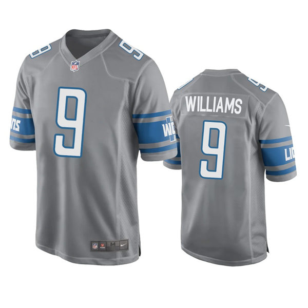 Mens Detroit Lions #9 Jameson Williams Nike Steel Alternate Team Vapor Limited Jersey