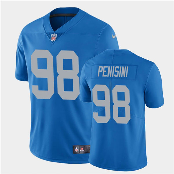 Mens Detroit Lions #98 John Penisini Nike Blue 2017 Throwback Limited Player Jersey