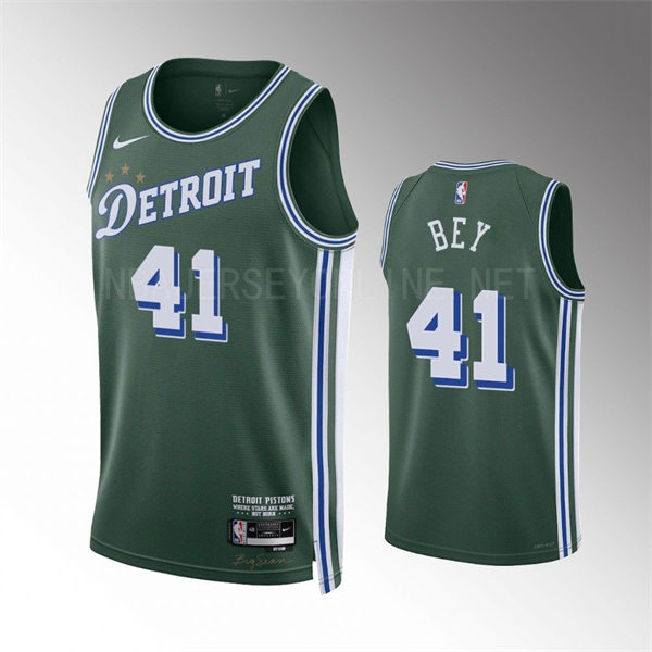 Mens Detroit Pistons #41 Saddiq Bey 2022-23 City Edition Swingman Jersey Green
