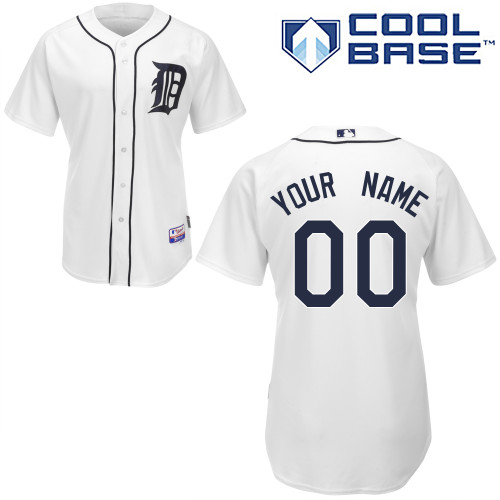 Mens Detroit Tigers Customized Home White Jersey