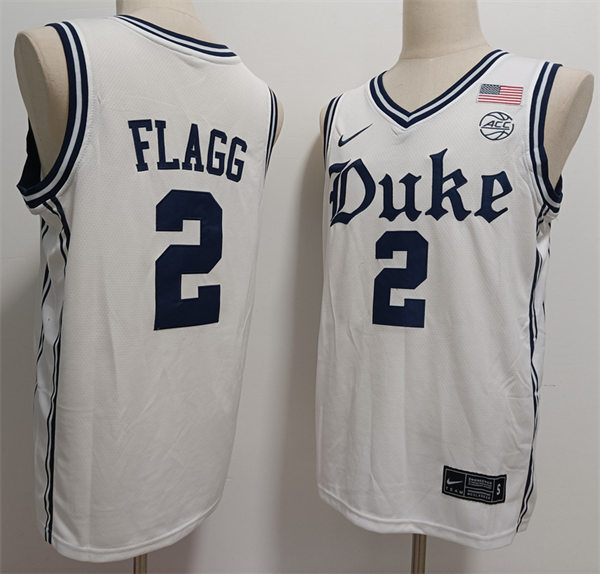 Mens Duke Blue Devils #2 Cooper Flagg White Cameron Brotherhood uniform Jersey 