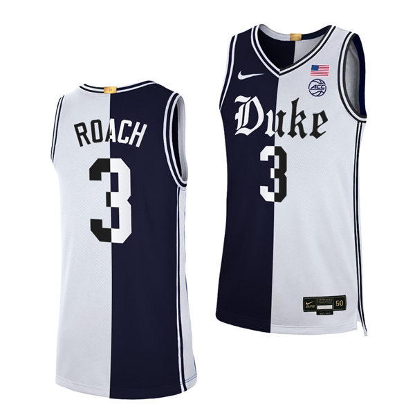 Mens Duke Blue Devils #3 Jeremy Roach Black White Split Edition Basketball Jersey1