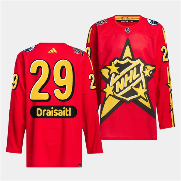 Mens Edmonton Oilers #29 Leon Draisaitl Red 2024 NHL All-Star Game Jersey 