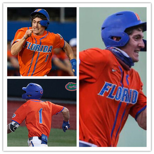 Mens Florida Gators #1 Jacob Young Nike 2020 Orange Florida College Baseball Game Jerseys