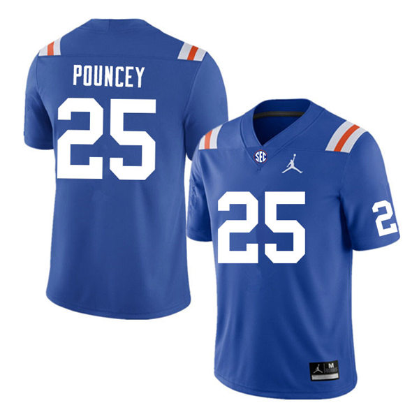 Mens Florida Gators #25 Ethan Pouncey Jordan Brand Royal Retro 1960's Football Jersey