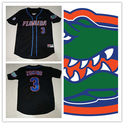Mens Florida Gators #3 Mike Zunino 黑色纽扣  (1)_副本
