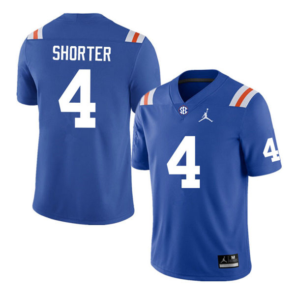 Mens Florida Gators #4 Justin Shorter Jordan Brand Royal Retro 1960's Football Jersey